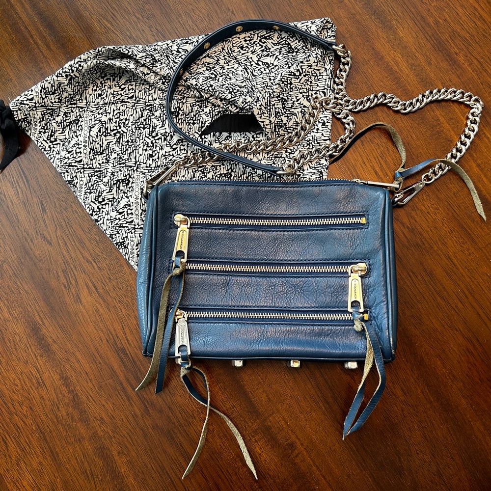 Blue Rebecca Minkoff crossbody.